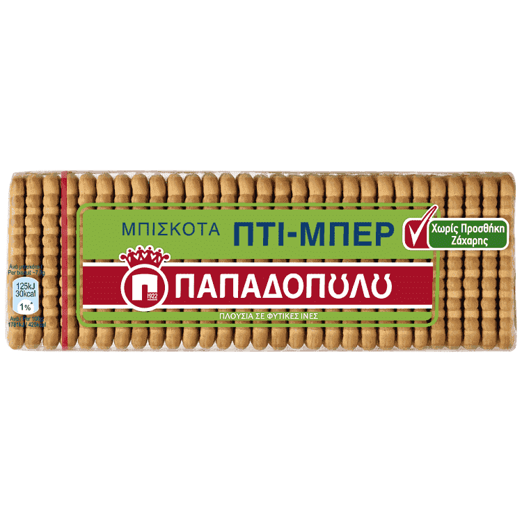 Παπαδοπούλου Πτι Μπερ Μπισκότα Χωρίς Ζάχαρη 225γρ