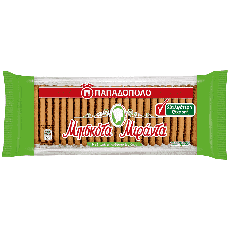 Παπαδοπούλου Μπισκότα Μιράντα 30% Λιγότερη Ζάχαρη 250gr