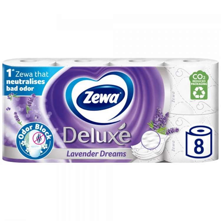 Zewa Deluxe Χαρτί Υγείας Λεβάντα 3φύλλων 8άρι 0,728kg