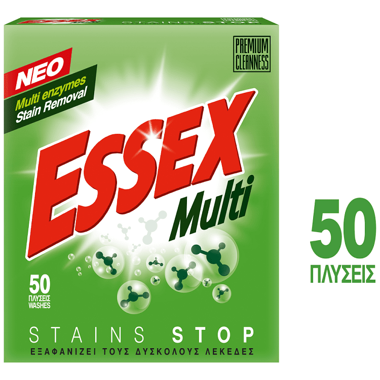 Essex Απορρυπαντικό Πλ. Ρούχων Multi Σκόνη 50μεζ 2,4Kg