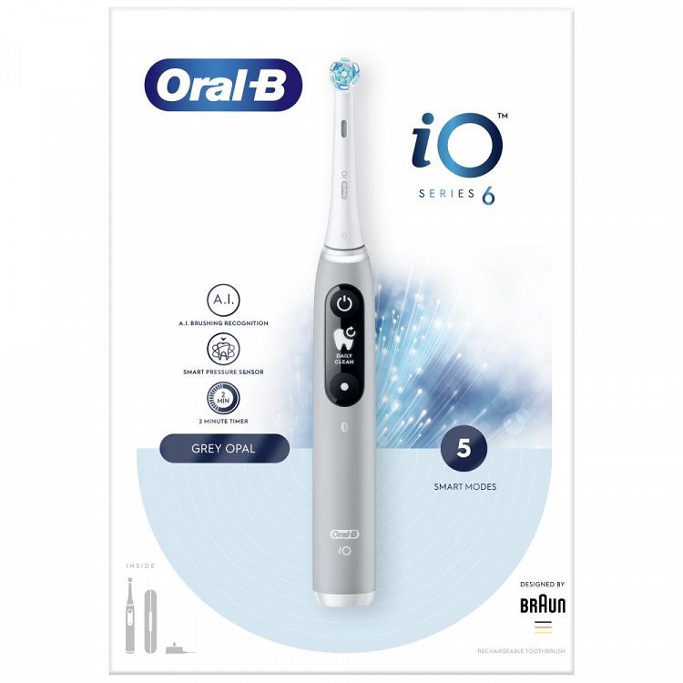 Oral-B IO6 Επαναφορτιζόμενη Οδοντόβουρτσα Magnetic Gray Opal