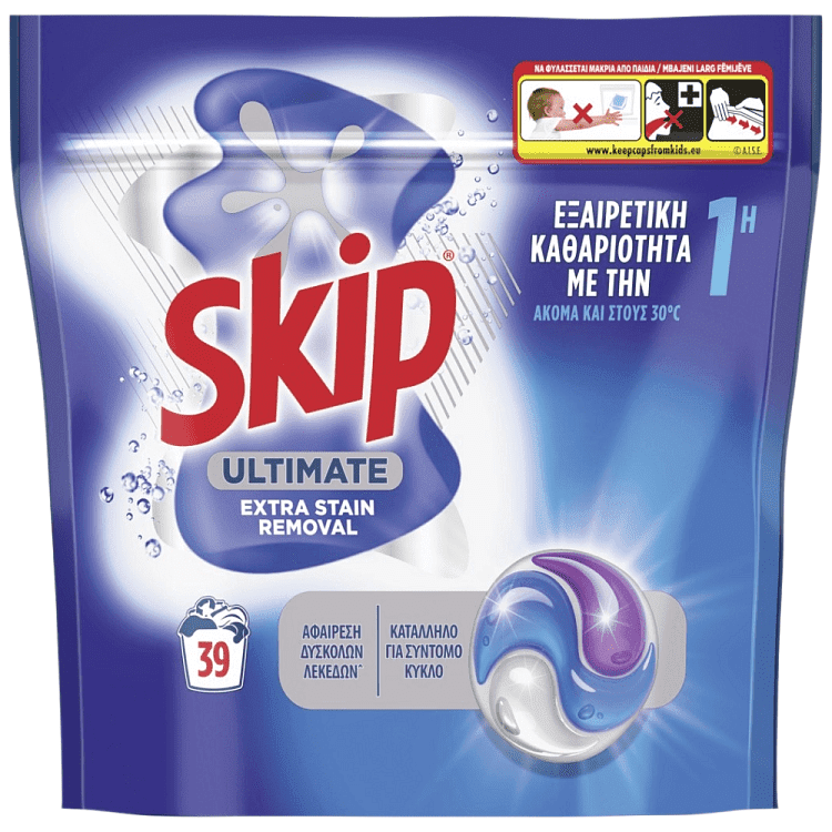 Skip Απορρυπαντικό Πλυντηρίου Ρούχων Κάψουλες Ultimate 39Μεζ