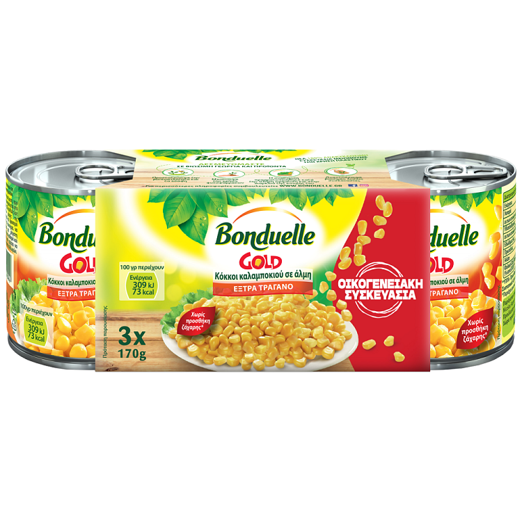 Bonduelle Καλαμπόκι Οικογενειακή Συσκευασία 3x170gr