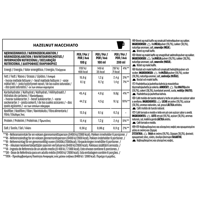 Starbucks Latte Hazelnut Κάψουλες 12τεμ 123gr