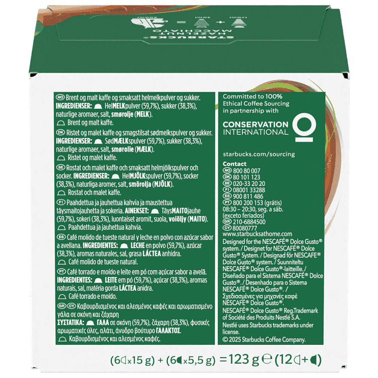 Starbucks Latte Hazelnut Κάψουλες 12τεμ 123gr
