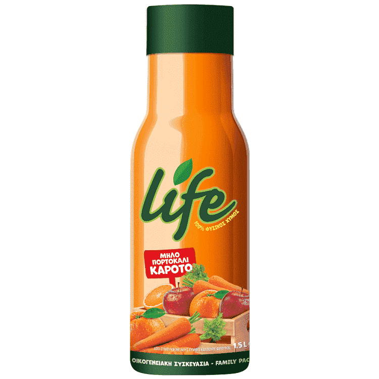 Life Χυμός Μήλο, Πορτοκάλι & Καρότο 1,5lt