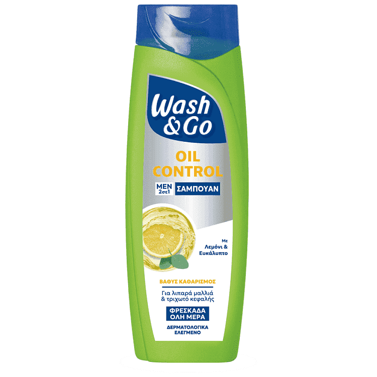 Wash & Go Men Σαμπουάν 1 Σε 1 Για Λιπαρά 360ml