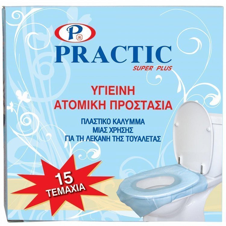 Practic Πλαστικό Κάλυμμα WC Μιάς Χρήσης 15 Τεμάχια