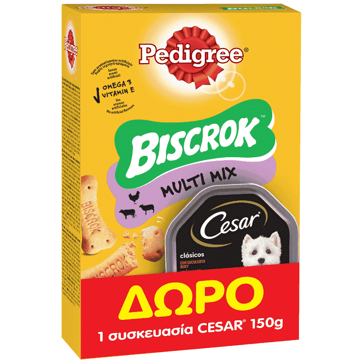 Pedigree Biscrok Γευστικά Μπισκότα Σκύλου Multi Mix 500gr + 1 Cesar Δώρο