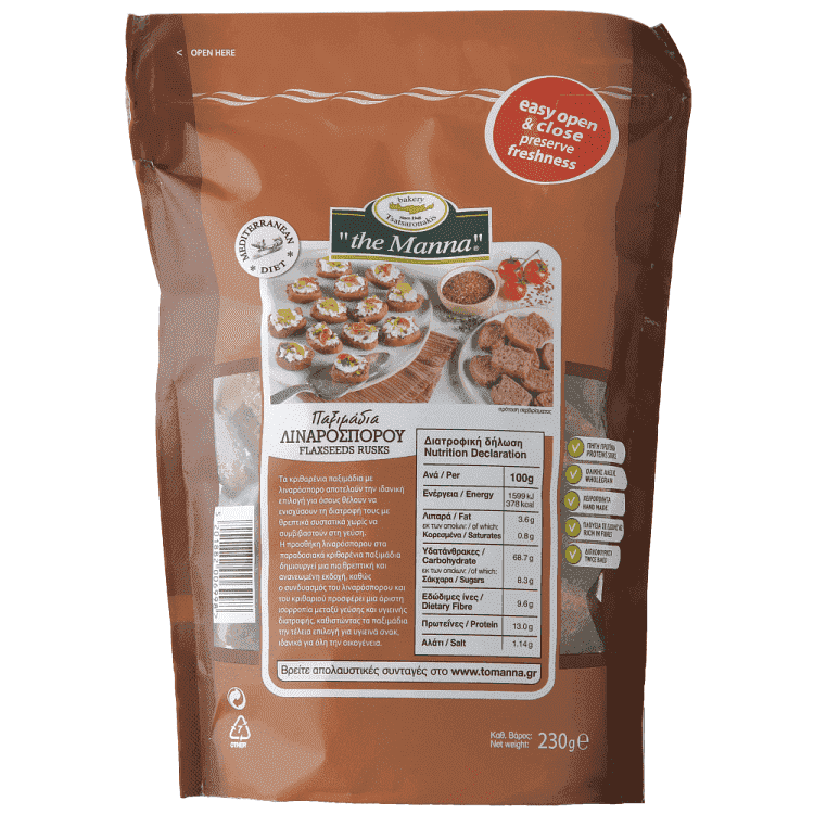 Το Μάννα Παξιμάδι Με Λιναρόσπορο Μίνι 230gr