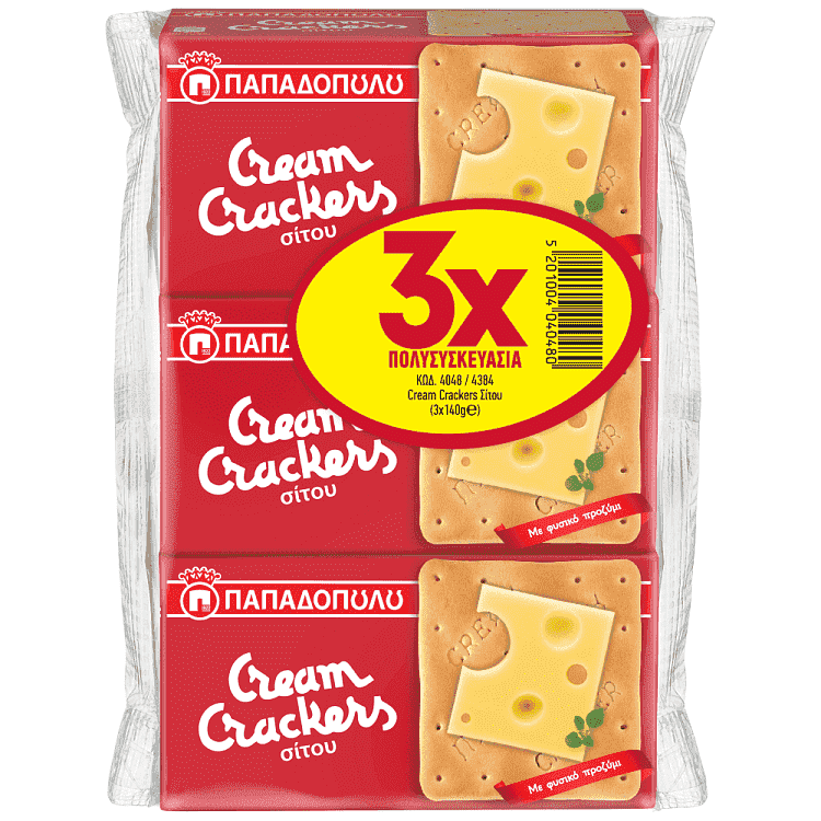 Παπαδοπούλου Cream Crackers Σίτου 3Χ140gr