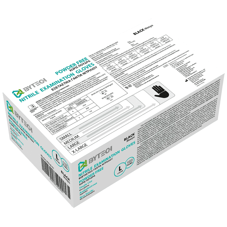 Bytech Γάντια Νιτριλίου Μαύρα Large 100τεμ