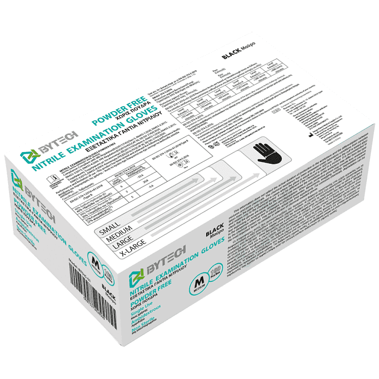 Bytech Γάντια Νιτριλίου Μαύρα Medium 100τεμ
