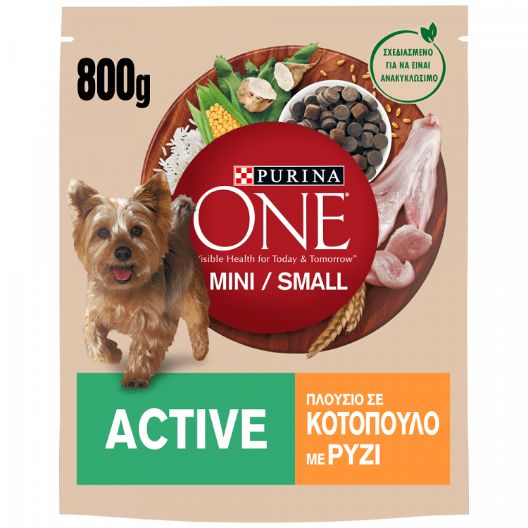 Purina One Mini Active Ξηρά Τροφή Σκύλου Με Κοτόπουλο & Ρύζι 800gr