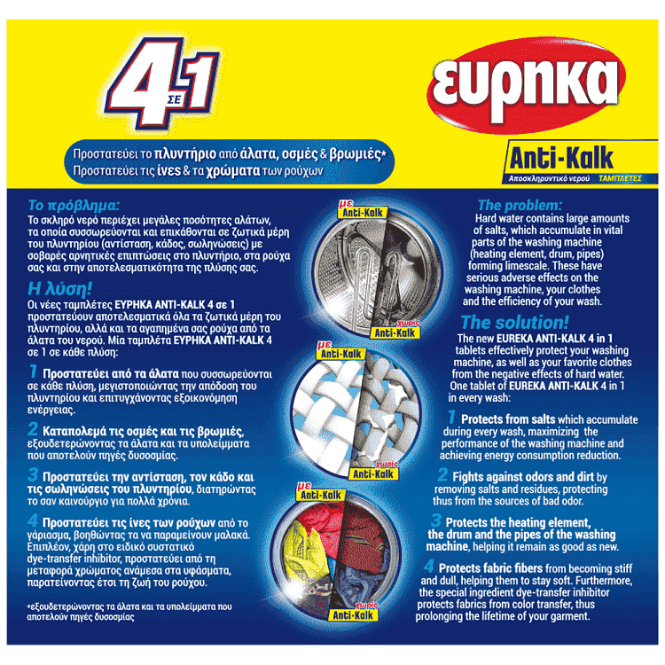 Εύρηκα Anti Klak Αποσκληρυντικές Ταμπλέτες Πλυντηρίου Ρούχων 2x15τεμ
