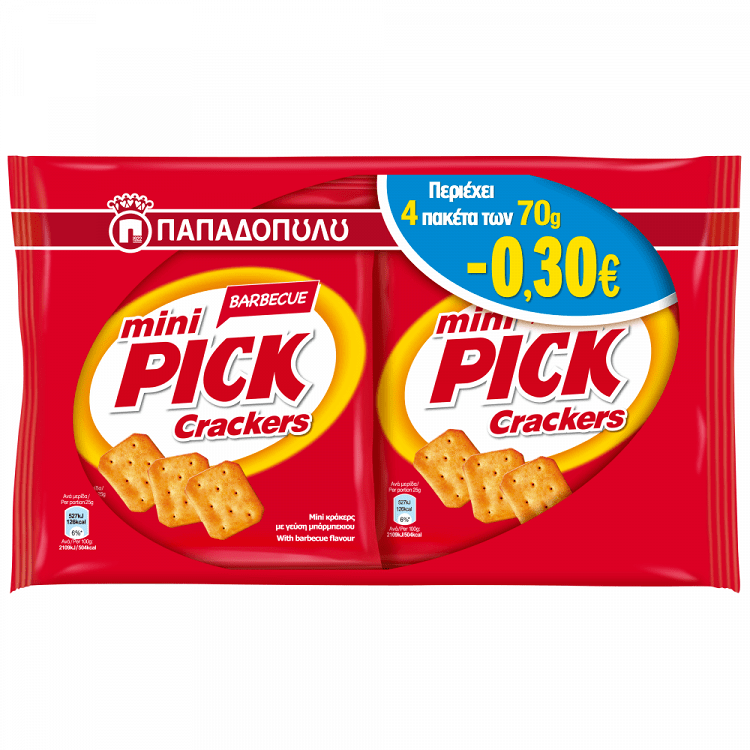 Παπαδοπούλου Pick Crackers Barbecue 4x70gr -0,30€