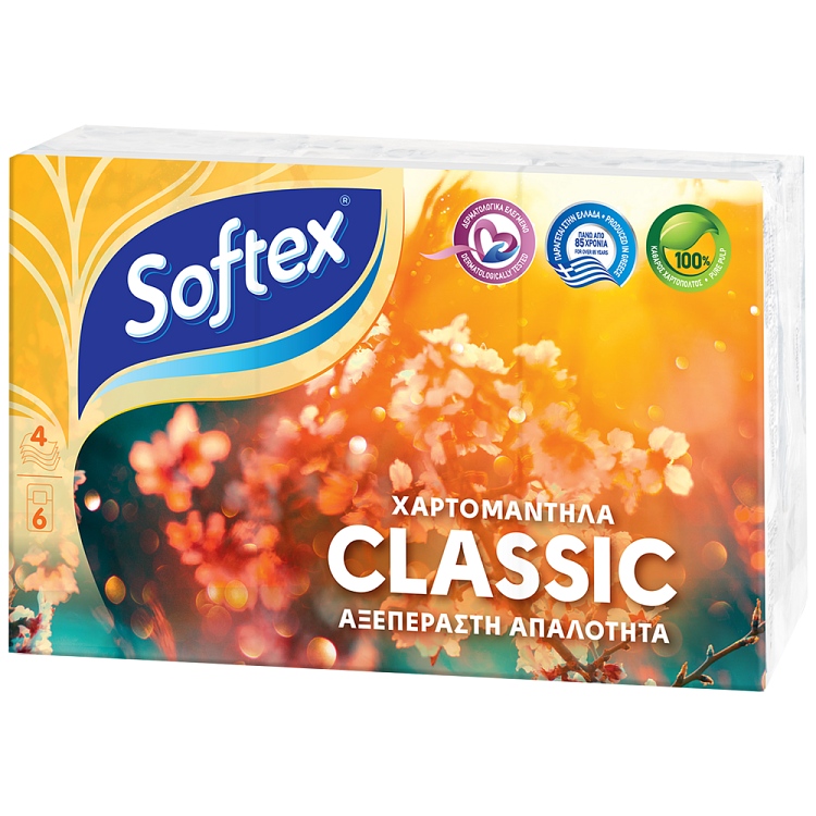 Softex Classic Χαρτομάντηλα Τσέπης 6άδα 0,138kg