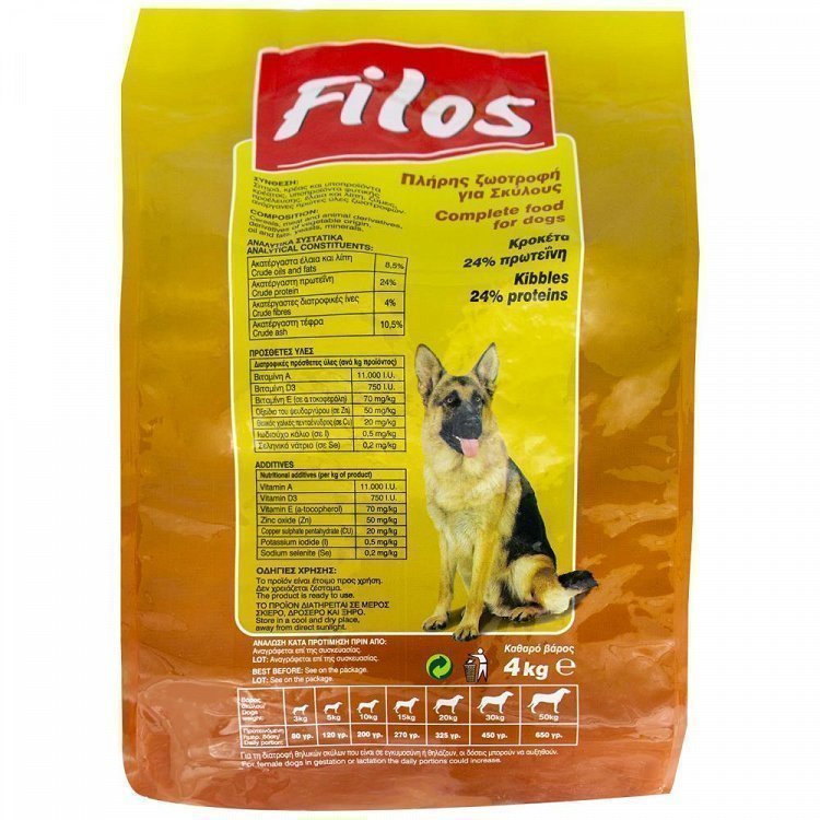 Filos Ξηρά Τροφή Για Σκύλους Με 24% Πρωτεΐνη 4kg