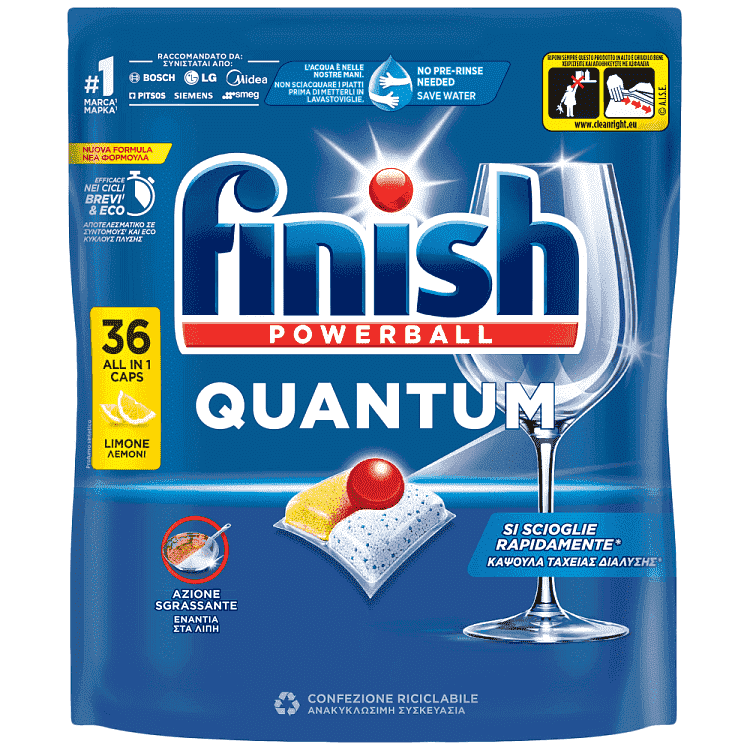 Finish Quantum All in 1 Caps Πλυντηρίου Πιάτων Λεμόνι 36εμ