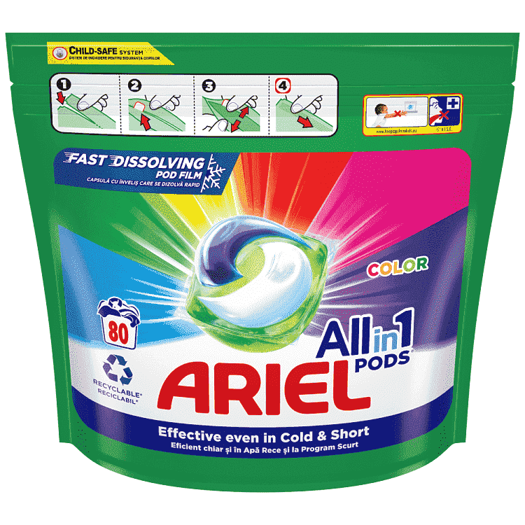 Ariel All In 1 Απορρυπαντικό Πλυντηρίου Κάψουλες Color 80μεζ 1,60gr