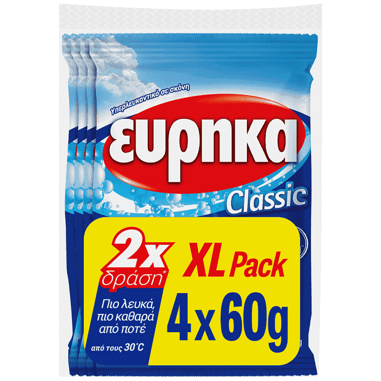 Εύρηκα Υπερλευκαντικό Ρούχων Σκόνη ΧΧL 4x60gr