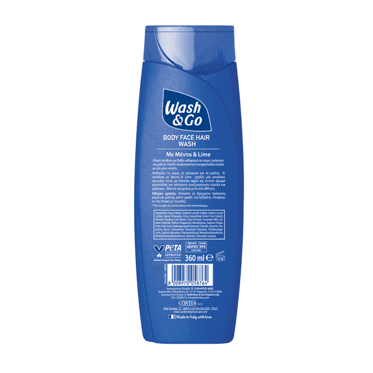 Wash & Go 3in1 Σαμπουάν Mint & Lime 360ml