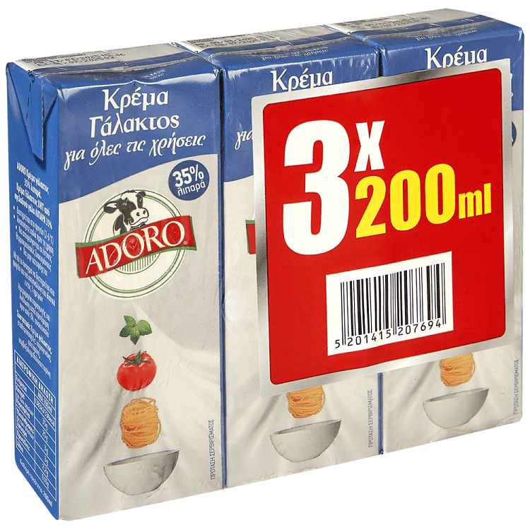 Adoro Κρέμα Γάλακτος 35% Λιπαρά 200ml 3τεμ