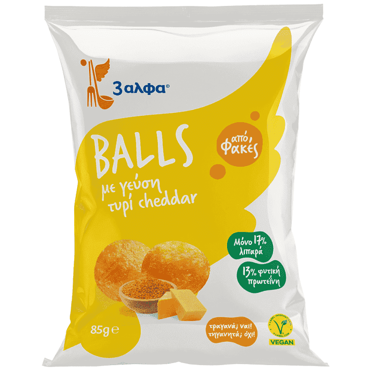 3 Άλφα Balls Τυρί Cheddar 85gr