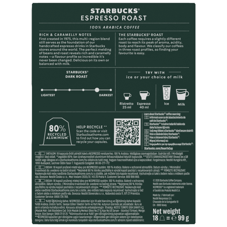 Starbucks Espresso Roast 18x99gr
