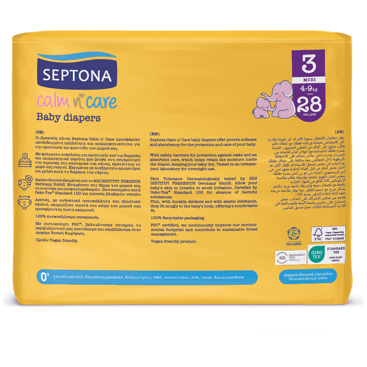 Septona Πάνες Calm N' Care Midi N.3 4-9kg 28τεμ