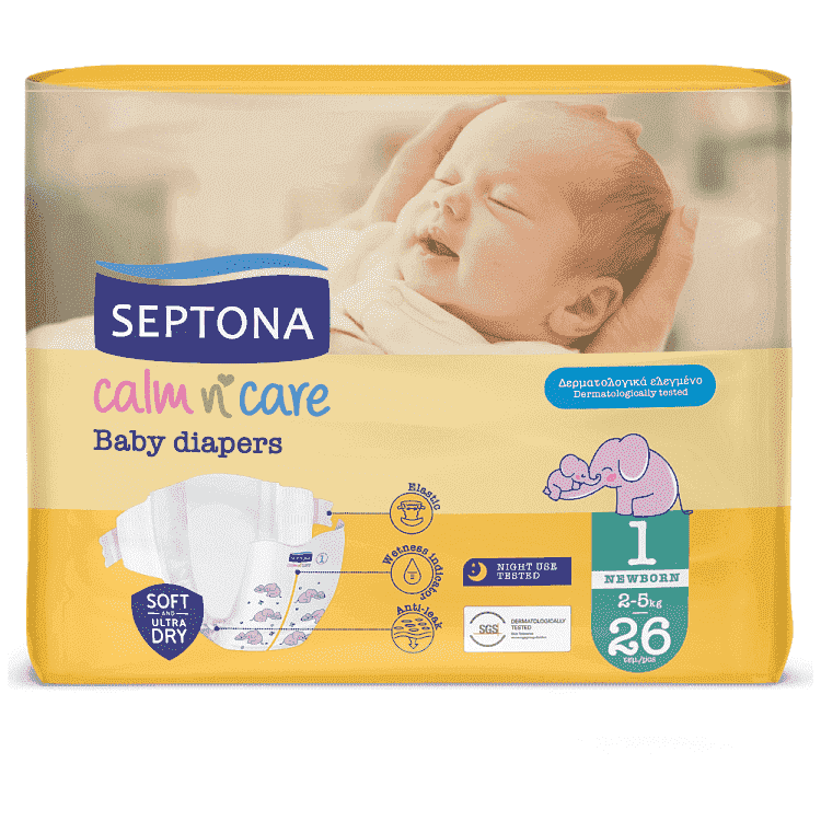 Septona Πάνες Calm N'Care Newborn No1 2-5kg 26τεμ