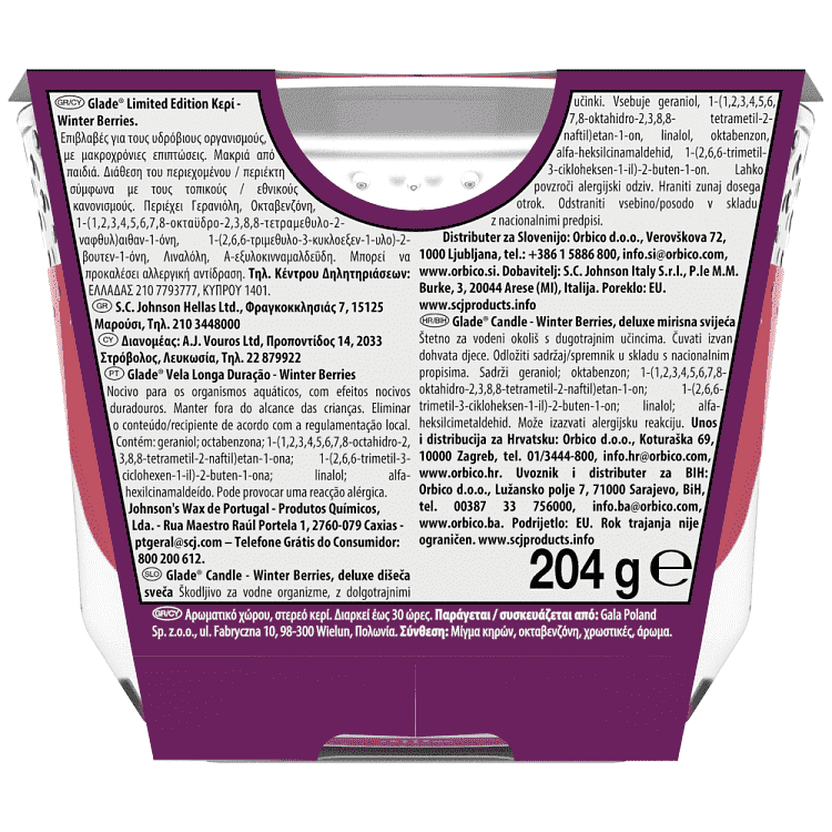 Glade Large Candle Winter Berries 204gr
