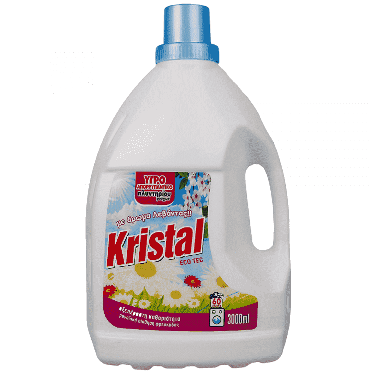 Kristal Απορρυπαντικό Πλυντηρίου Ρούχων Υγρό Λεβάντα 60 Μεζούρες