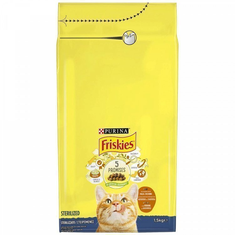 Friskies Ξηρά Τροφή Στειρωμένες Γάτες Γαλοπούλα Λαχανικά 1,5kg
