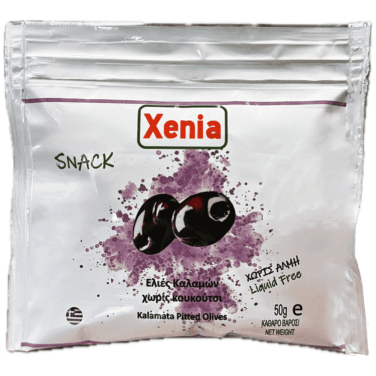 Xenia Ελιές Καλαμών Χωρίς Κουκούτσι Χωρίς 'Αλμη Σακούλα 50gr