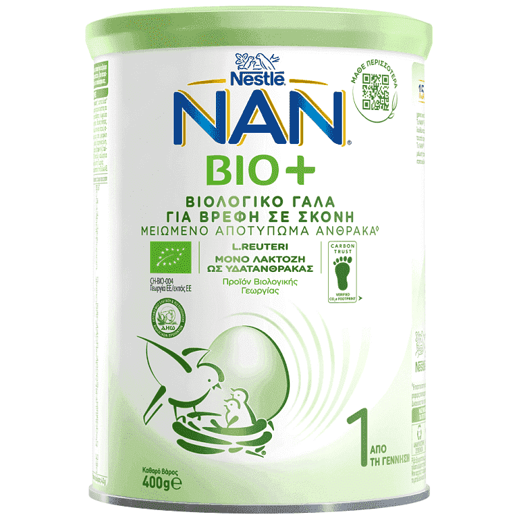 Nestle Γάλα Σκόνη 1ης Bρεφικής Hλικίας Nan Bio 1 400gr