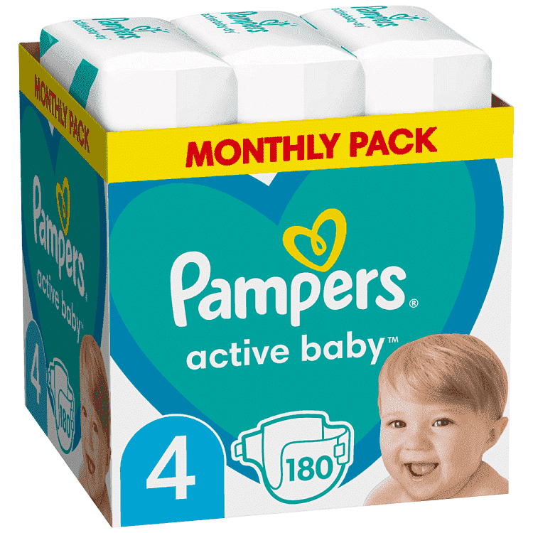 Pampers Active Baby Monthly Pack (180τεμ) Νο 4 (9-14kg)