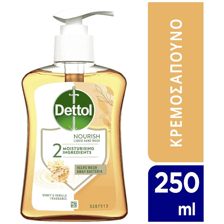 Dettol Αντιβακτηριδιακό Υγρό Κρεμοσάπουνο Με Αντλία Soft On Skin Mέλι 250ml