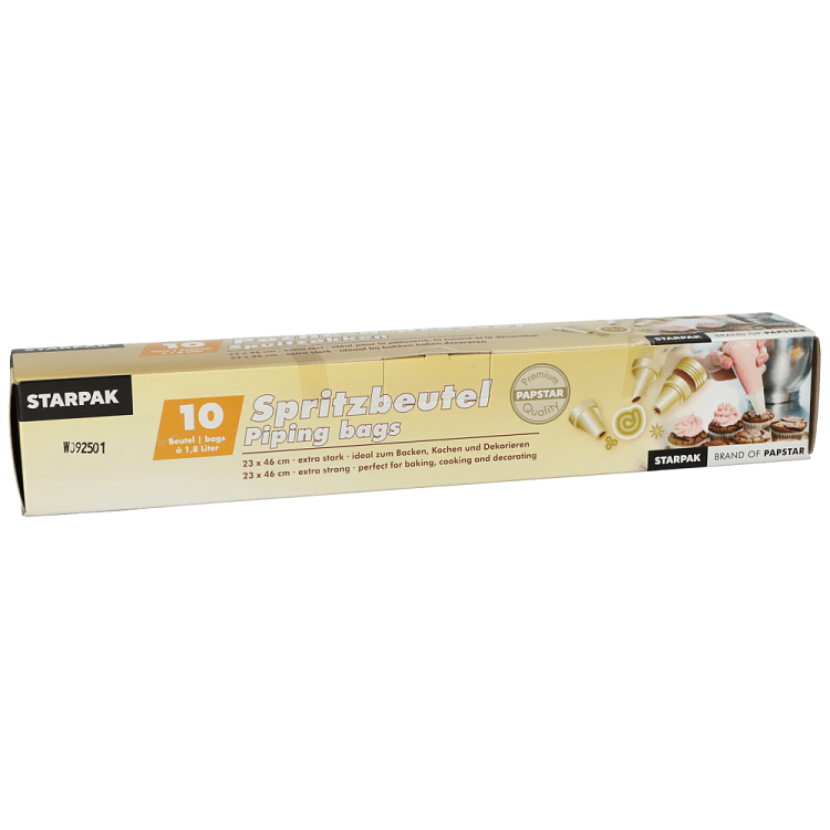 Papstar Σακούλες Κορνέ Διαφανείς 1.8lt 46x23cm +3Στόμια 10 Σακoύλες