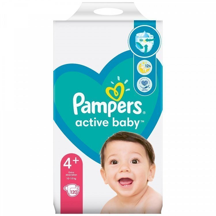 Pampers Πάνες Active Baby Mega Box (120τεμ) Νο4+ (10-15kg)