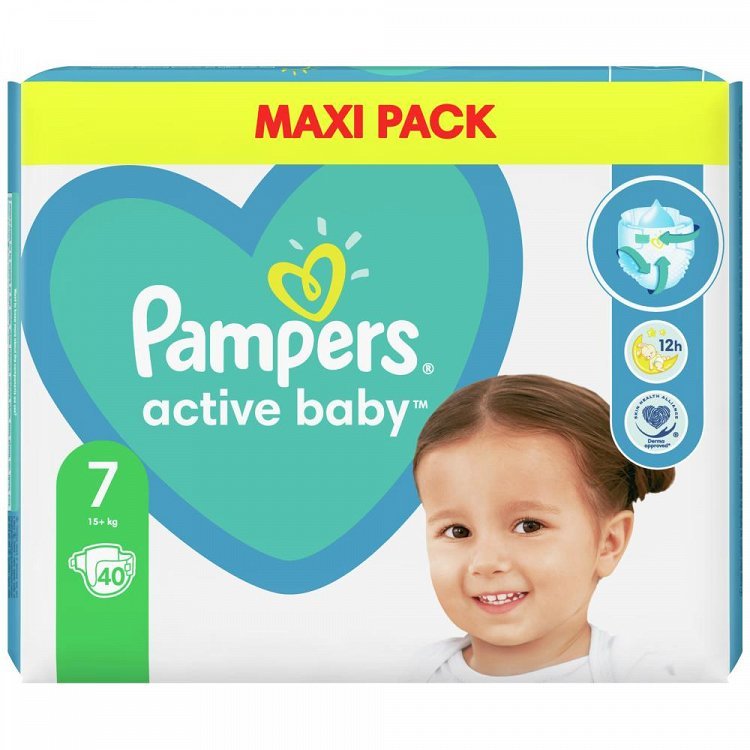 Pampers Πάνες Active Baby Maxi Pack (40τεμ) Νο7 (15+kg)