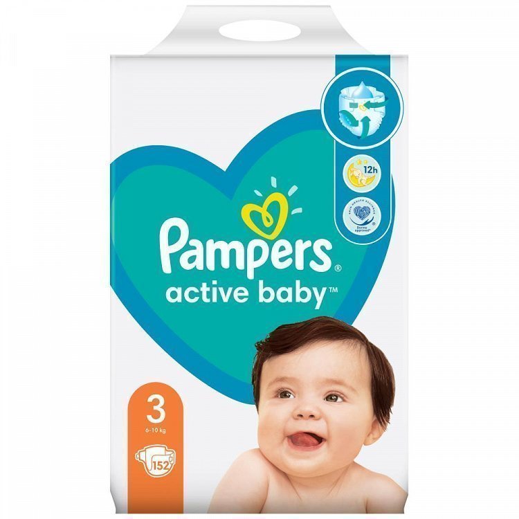 Pampers Πάνες Active Baby Mega Box (152τεμ) Νο3 (6-10kg)