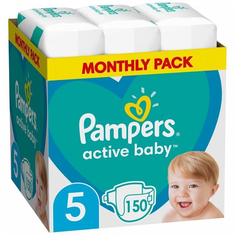 Pampers Πάνες Active Baby Monthly Pack (150τεμ) Νο5 (11-16kg)