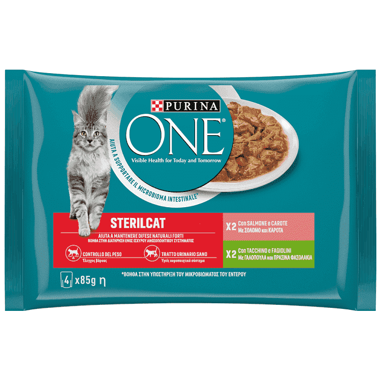 Purina One Τροφή Για Στειρωμένες Γάτες Σολομός Γαλοπούλα 4x85gr