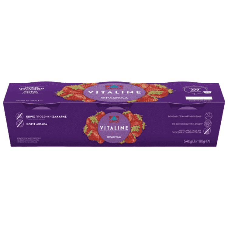 Vitaline Επιδόρπιο Γιαουρτιού Φράουλα 3x180gr