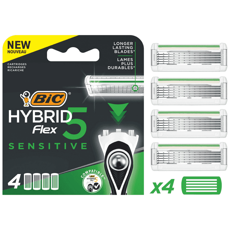 Bic Hybrid Flex 5 Ανταλλακτικά Για Ξυραφάκια Sensitive 4τεμ