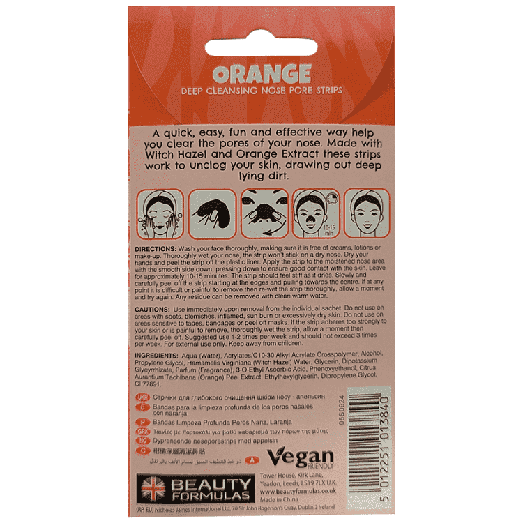 Beauty Formulas Ταινίες Καθαρισμού Προσώπου Orange