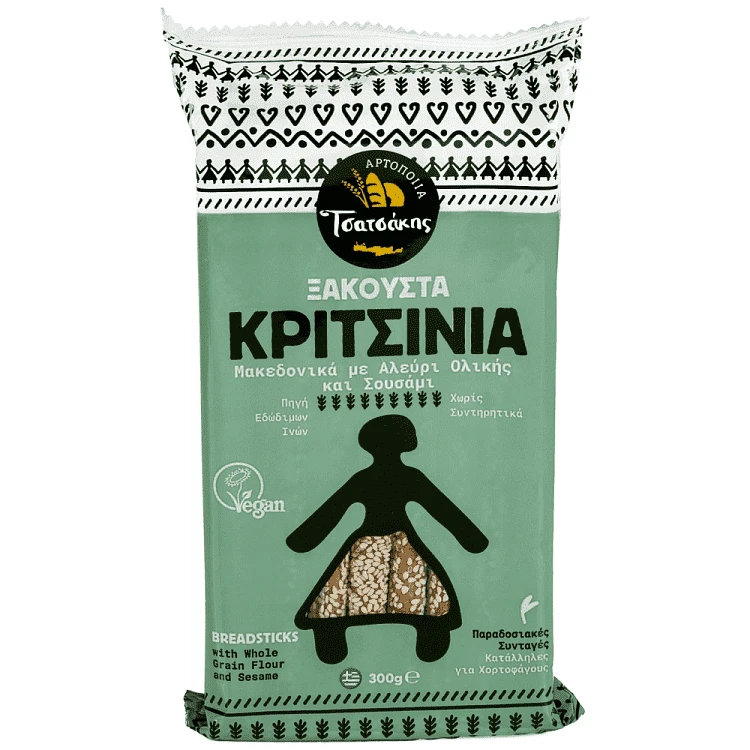 Τσατσάκης Ξακουστά Κριτσίνια Ολικής Άλεσης 300gr