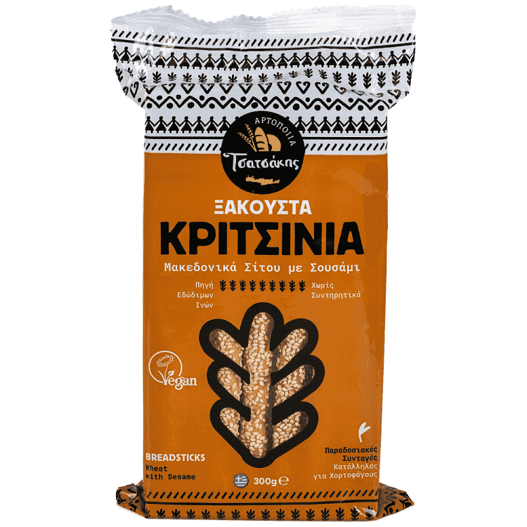 Τσατσάκης Ξακουστά Vegan Μακεδονικά Κριτσίνια Σίτου 300gr