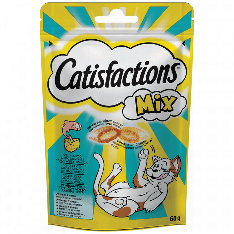 Catisfaction Σνακ Γάτας Mix Σολομός Τυρί 60gr